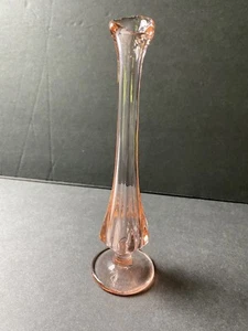 Vtg Fenton Stretch Glass Velva Rose Pink Swung 8" Bud Vase 75th Anniversary  - Picture 1 of 1