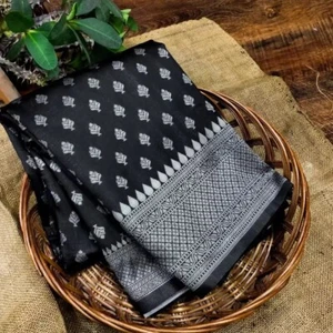 Women's Kanjivaram Soft Lichi Silk Banarasi Style South Indian Saree With Blouse