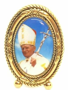 Gold-tone Framed Pope John Paul II Vatican Souvenir Keepsake - Picture 1 of 4