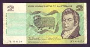 Australia R-81 S. (1966) 2 Dollar - Coombs/Wilson. STAR Note.. ZFB Prefix.. gF - Picture 1 of 2