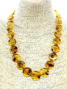 BERNSTEIN HALSKETTE Geschenk Natur OSTSEBERNSTEIN Rund Tabletten Scheiben Perlen 22g 14019 - Bild 1 von 12