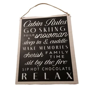 Cabin Rules Winter Weather Ideas Go Skiing Build Snowman Make Memories Family - Picture 1 of 4