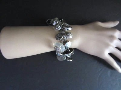 Vintage Silver & Rhinestone BUTTONS Cha-Cha BRACELET OOAK Artisan Made - Image 1 of 4