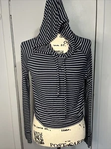 Hollister California White Navy Striped Hoodie Pullover - Picture 1 of 10
