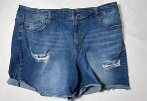 Maurices Damenshorts 20 W blau Jeans abgeschnitten Manschetten Denim #B-842 - Bild 1 von 7