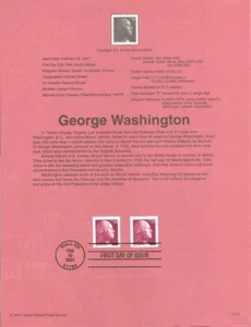 #0117 20c George Washington libretto #3482 pagina ricordo - Foto 1 di 1