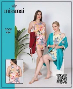 MissMai Damen Ägyptische Baumwolle Nachthemd und Morgenmantel 2-teiliges Set  - Bild 1 von 1