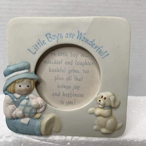 Vintage Holly Hobbie Porcelain Keepsake Frame Little Boys Are Wonderful - Picture 1 of 12