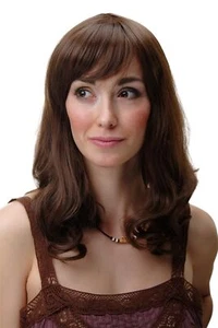 WIG ME UP Parrucca Donna Media Ondulata Con Frangia Marrone YZF-4382-8 - Foto 1 di 4