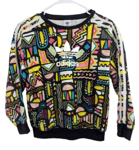Adidas Youth Geometric Bright Multi-Color Bar Graphic Crewneck 9-10Y (small) - Picture 1 of 8