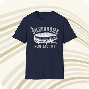 Throwbackmax The Silverdome 1975 Classic Cut Football T-Shirt - Detroit Lions - Picture 1 of 5