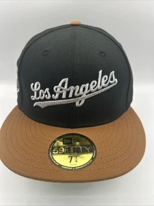 LA Dodgers Mütze "schwarz und hellbraun" New Era 59Fifty 50th Anny tailliert Größe 7 3/4 H105 - Bild 1 von 10