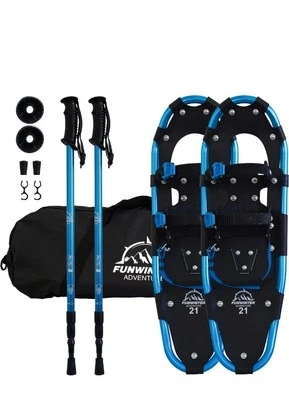 FUNWAATER FunWater 3 in 1 Lightweight Snowshoes UNISEX Aluminium Trekking Poles