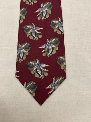 Botany 500 Clásica Hombre Corbata Cuello Seda 4” Rojo Azul Tostado Abstracto Floral 59” Foto 1 de 4