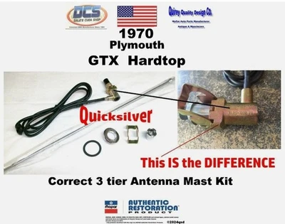 1970 Plymouth GTX Correct 3 Tier Mast Antenna Kit 2889826 pkg New MoPar - Изображение 1 из 2