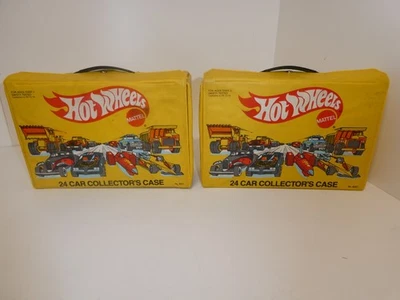 Lot of 2 Mattel Hot Wheels 24 Car Carrying Collectors Case 1983 Yellow + 2 Trays - Image 1 of 4