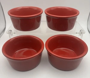 Set Of 4 CHANTAL RED Ramekins CUSTARD Mini Soufflé Dish 3.5" 1/2 Cup - Picture 1 of 6