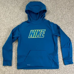 Nike Hoodie Sweatshirt Youth XL Blue-Green Dri Fit Lightweight High Neck Hoodie - Picture 1 of 13
