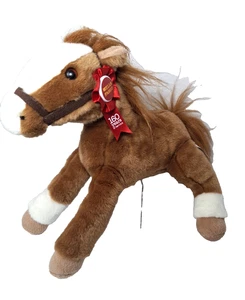 Wells Fargo legendäres Pony Mack Plüsch 2012 braunes Pferd mit rotem Band Etikett 14 Zoll - Bild 1 von 11