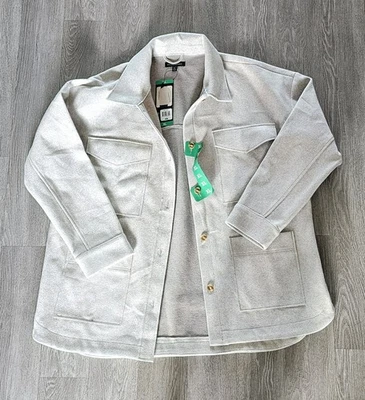 Banana Republic Camisa De Gran Tamaño Chaqueta Cazadora Tostado Crema Con Botones Para Mujer XL Foto 1 de 4