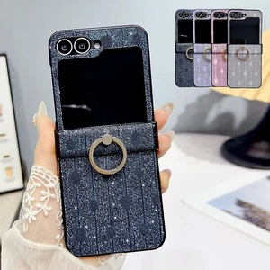 For Samsung Galaxy Z Flip6 5 Flip 4 3 5G Bling Glitter Hinge Ring Kickstand Case - Picture 1 of 27