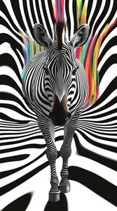 Leinwandbild Zebra mit bunten Regenbogeneffekten Wandbild Poster Druck - Bild 1 von 22