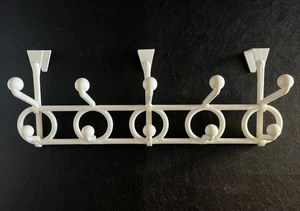 Vintage 1980s - Yaffa Do Re Mi White Hook Rack Plastic Wall Door Hanging - 18.5" - Picture 1 of 10