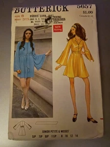 Vtg 1970s Butterick 5657 Mini Evening Dress Bell Sleeve Sewing Pattern Misses 8 - Picture 1 of 3