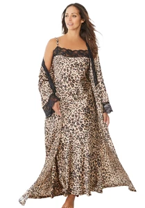 Amoureuse Plus Size The Luxe Satin Long Peignoir Set - Picture 1 of 35