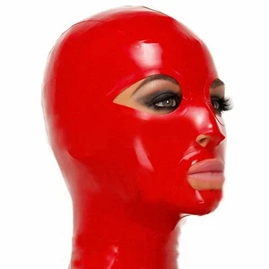 Latex Hood Open Eyes and Mouth with Back Zipper Beautiful Girl Club Rubber Mask - Picture 1 of 3