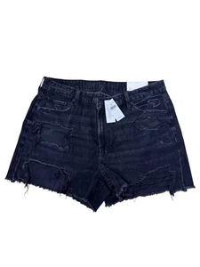 Pantalones Cortos American Eagle Mom Para Mujer Talla 16 Negros Envejecidos - NUEVO - Imagen 1 de 3