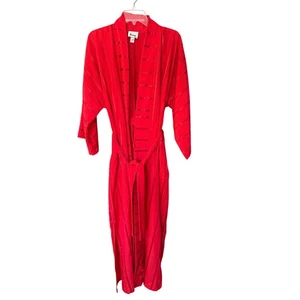 SUZY Chenille Bademantel Kirschrot Hausmantel Staubtuch CottageCore Sexy Vintage USA - Bild 1 von 9