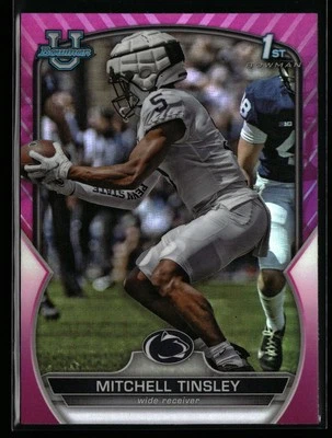 Mitchell Tinsley 2022 Bowman University Chrome #72 Pink Refractor Penn State 1st - Image 1 of 2