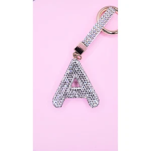 Initial Letter Silver Crystal Glam Key Ring - Picture 1 of 2