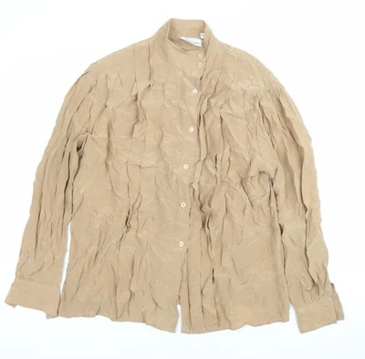 Camisa abotonada de seda beige talla 10 de JH Collectibles para mujer Foto 1 de 4