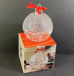 Fitz and Floyd 5.25" Christmas Crystal Ornament Ball Box with Ribbon in Box - Picture 1 of 19