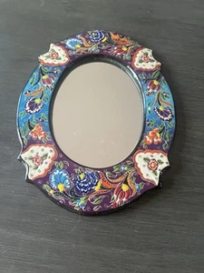 Handmade Painted Tile Frame Mirror, Wall Hanging Mirror, Display Gift For Mom. - Picture 1 of 3