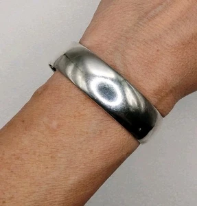 Vtg 7.5" Solid Sterling Silver Cuff Bracelet 925 Simple Design 27g - Picture 1 of 7
