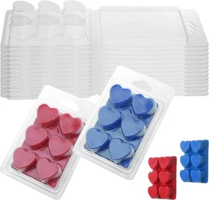 6 Hohlraum Klar Leere Kunststoff Wachs Schmelz Formen - 25 Packungen Herzform Muscheln - Bild 1 von 7