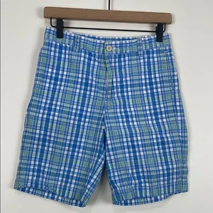 Vineyard Vines Boys 14 Plaid Shorts Blue Green Shep Ian Preppy 100% Cotton - Picture 1 of 5