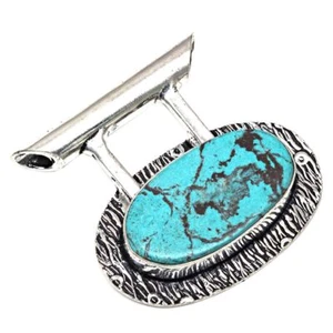 Necklace Tibetan Turquoise Gemstone Gift For Her 925 Silver Jewelry 1.25" - Picture 1 of 7