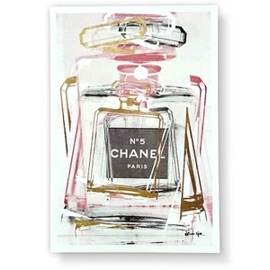 Chanel No5 Perfume Bottle Oliver Gal Art Print 13x19 New Pink Gold Bag Authentic - Picture 1 of 4