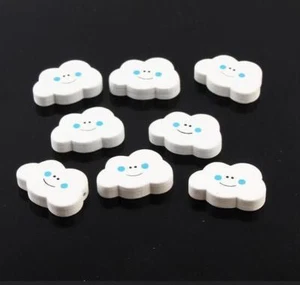 Wooden Smiley clouds Beads Necklace Pacifier Clip Spacer Beading Wood Bead 3cm - Bild 1 von 3