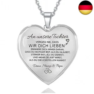 AITENME An Unsere Tochter Kette Herz Halskette Silber von Mama & Papa