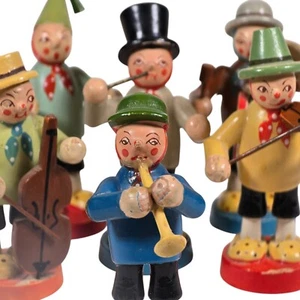 ERZGEBIRGE Wooden Band Figures 6 Hand Carved Wood Figurines E Germany Instrument - Picture 1 of 24