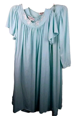 Conjunto de camisón y bata Miss Elaine Classics vintage para mujer talla 1X Aqua Foto 1 de 4