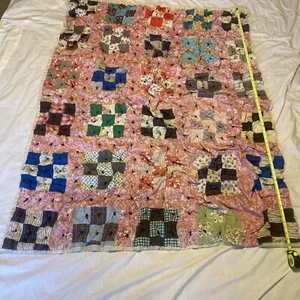 Vintage Handmade 9 block Lap quilt 60x50 Excellent Uknown Time Of Item - Picture 1 of 8