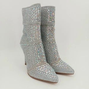 Forever Women's Silver Rhinestone High Heel Boots, Style No: EVENT-98, Size 6 SH - Picture 1 of 11