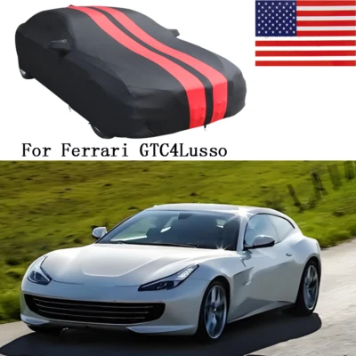 Black & Red Line Indoor Stain Stretch Soft Car Cover For Ferrari GTC4Lusso Foto 1 de 4