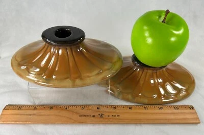 1920's Arts & Crafts Fulper Art Pottery PAIR FLAMBE Glaze Candle Holders Signed - Image 1 of 4